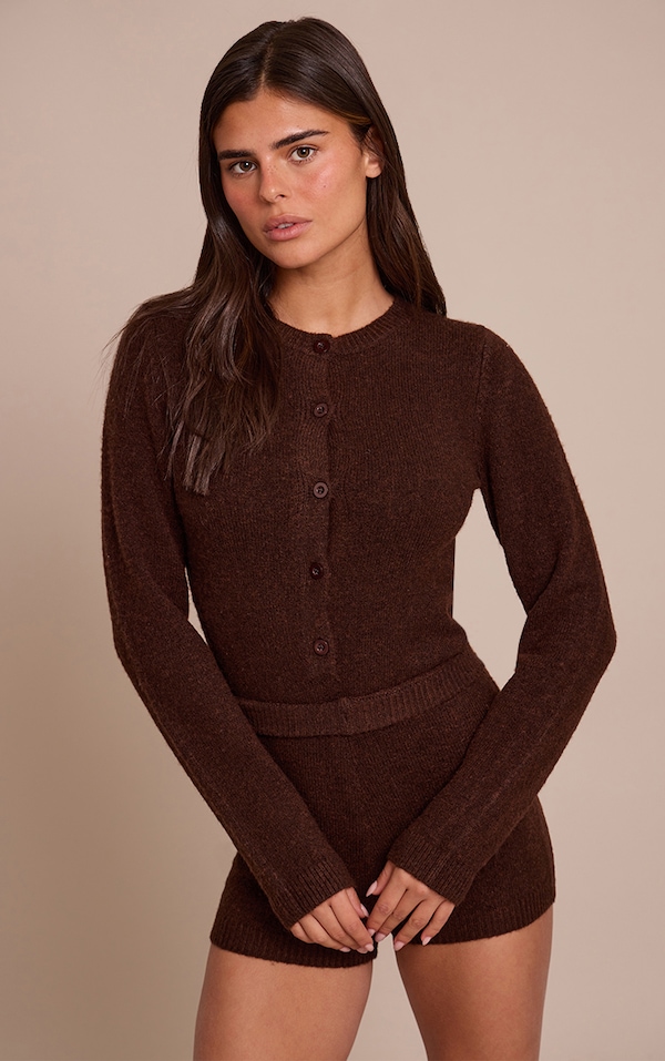 Chocolate Soft Knit Button Up Bodysuit