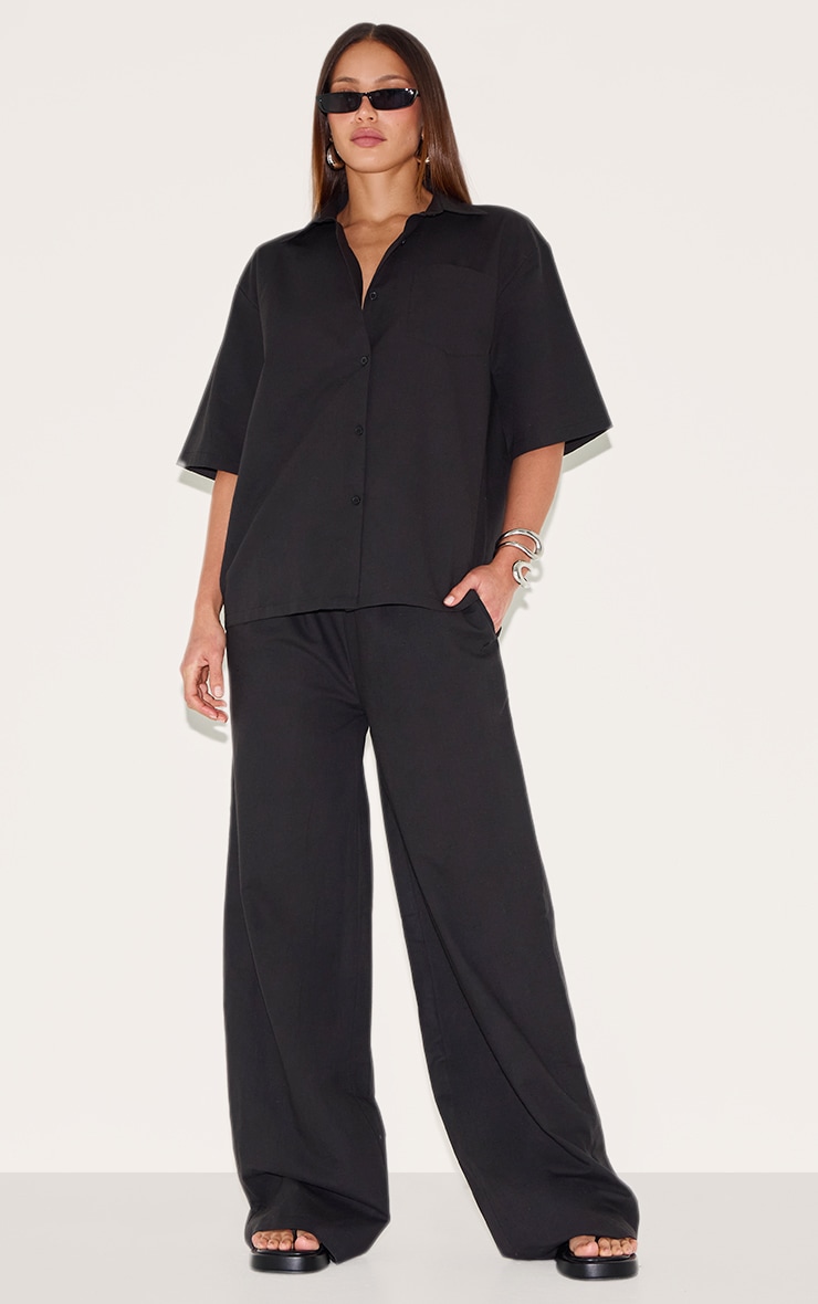 Tall Chemise oversize en effet lin noir image 3