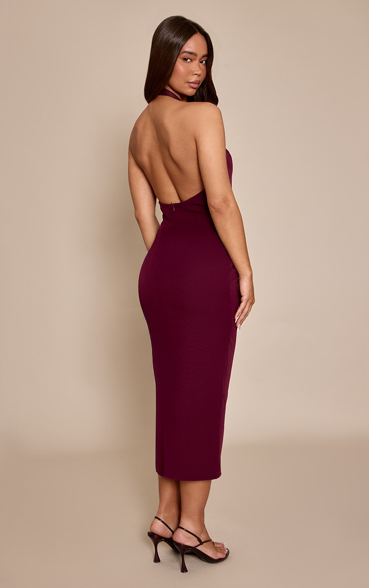Plum Trim Detail Halterneck Midaxi Dress image 2