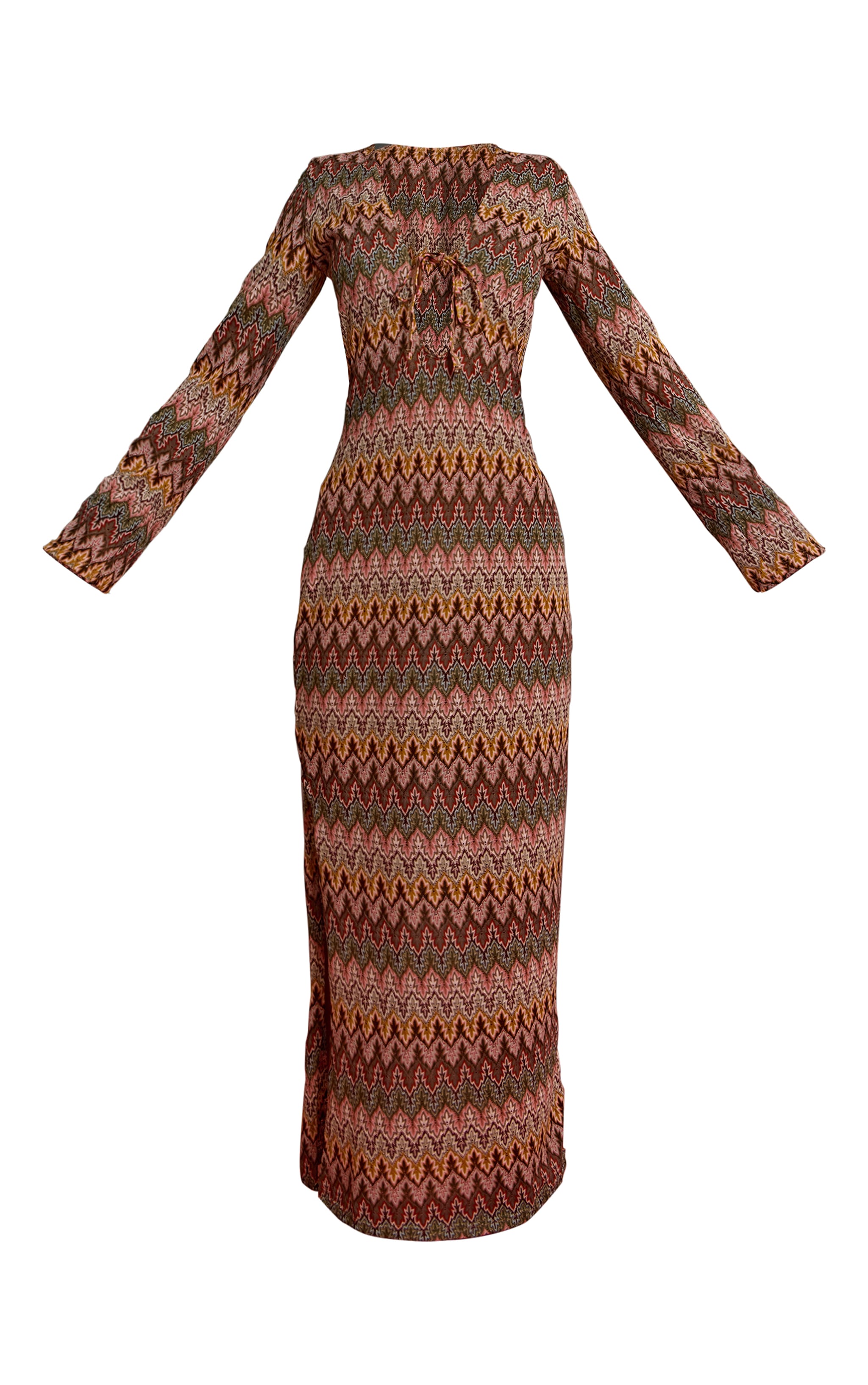Multi Jacquard Long Sleeve Beach Maxi Dress image 5