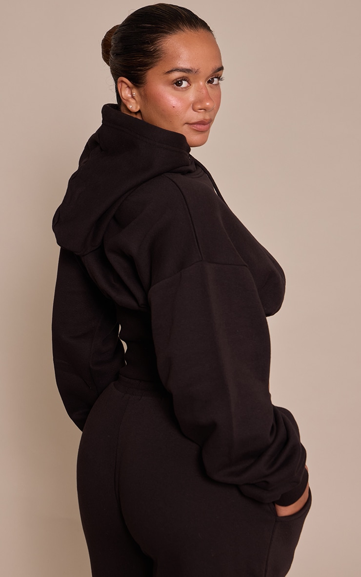 Shape Black Sweat Crop Shirred Waist Hoodie image 2