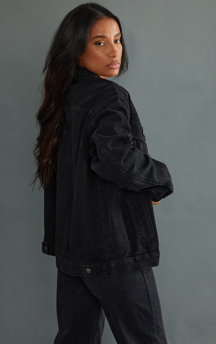 washed black denim jacket
