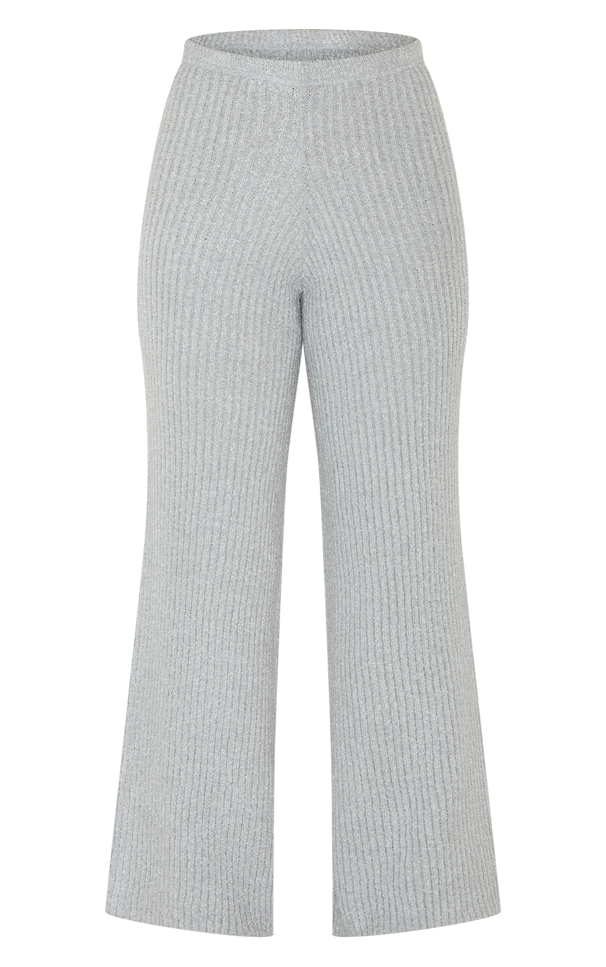 Plus Ash Grey Rib Boucle Knit Wide Leg Pant image 5