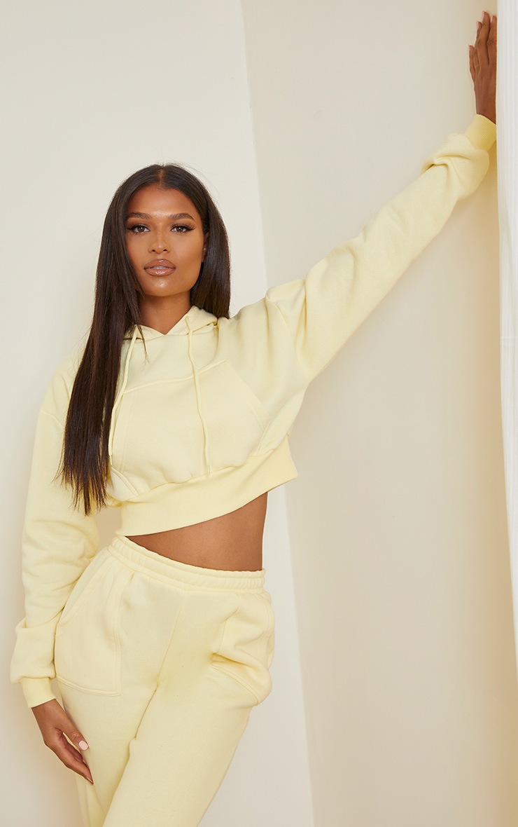Lemon Pocket Front Cropped Hoodie
