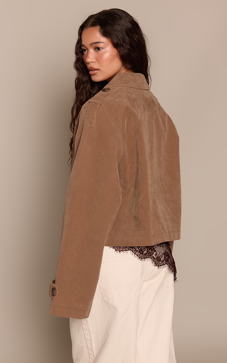 Mushroom Suede Cropped Trench image 2