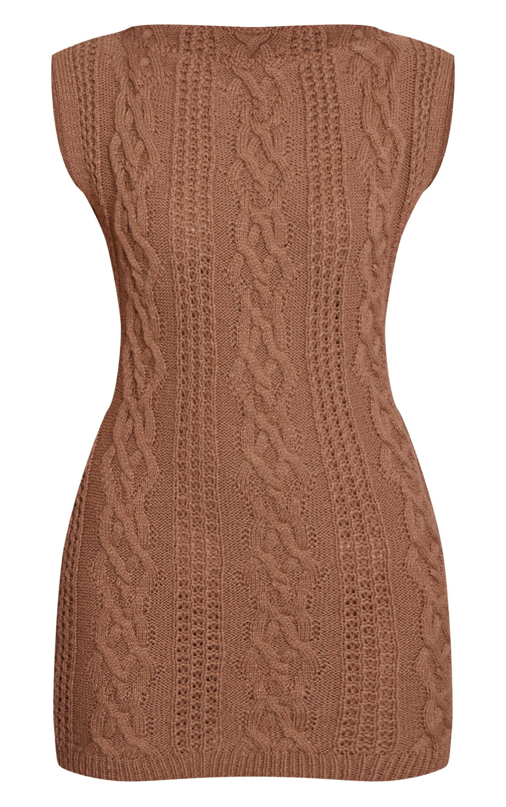 Chocolate Cable Knit Short Sleeve Mini Dress  image 5