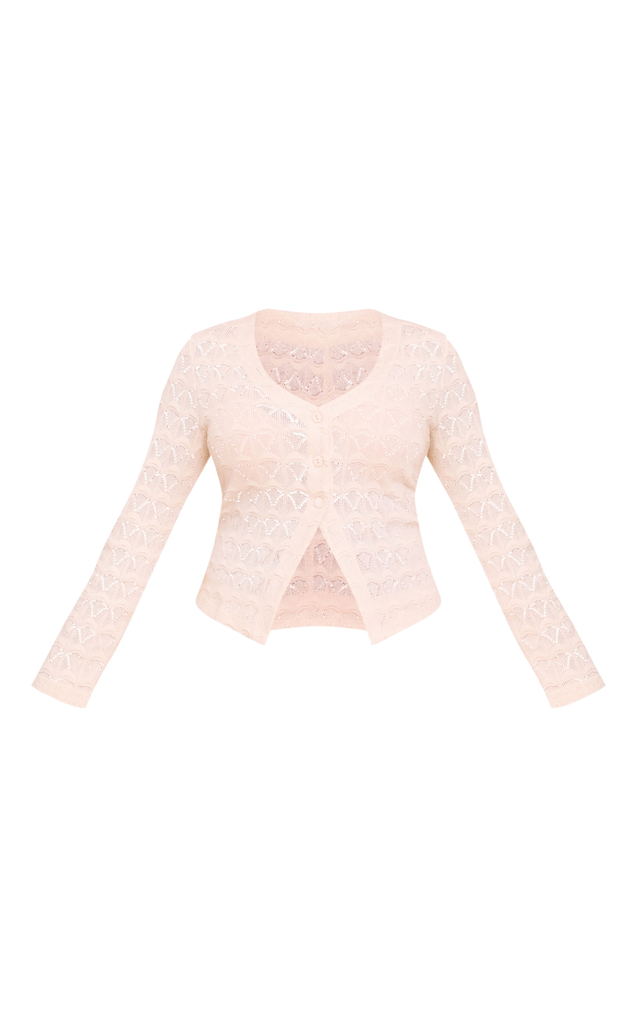 Plus Almond Textured Button Up Flared Sleeve Cardigan image 5