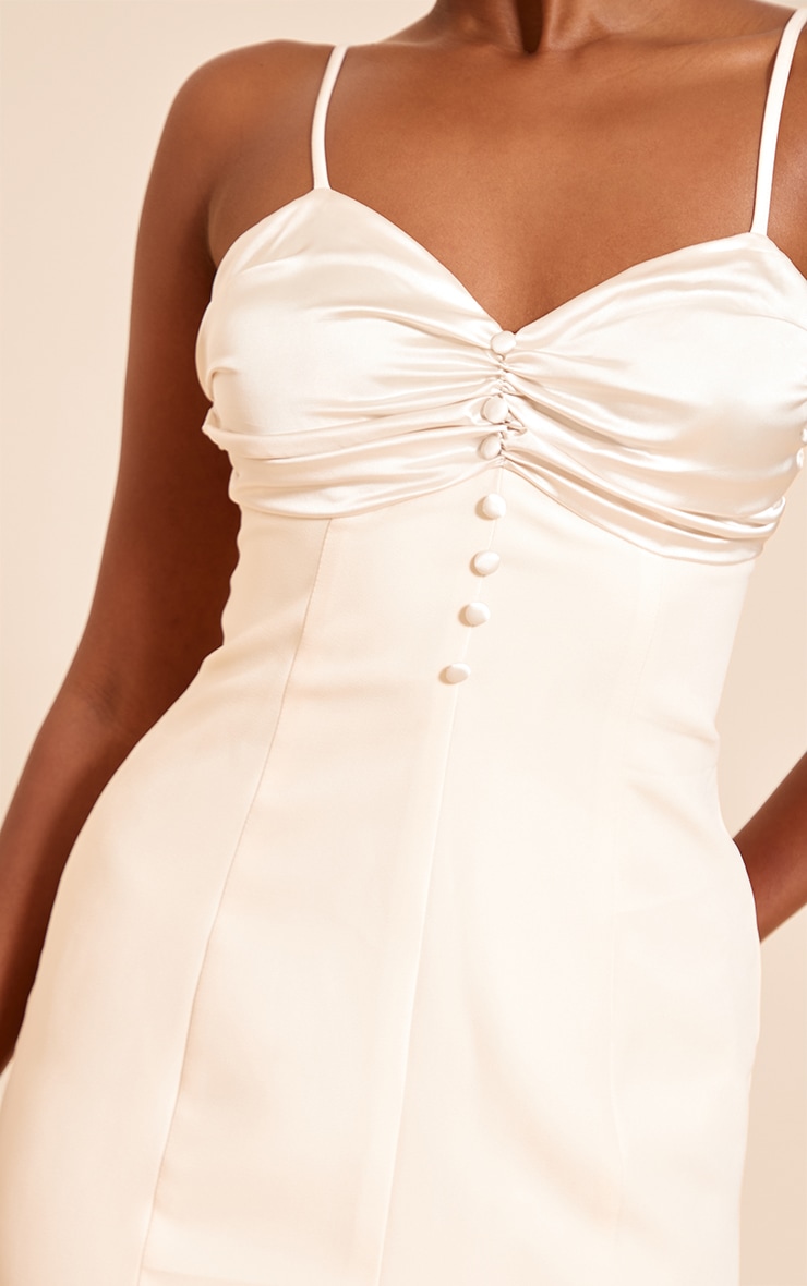 Mini robe droite crème à buste satiné image 4
