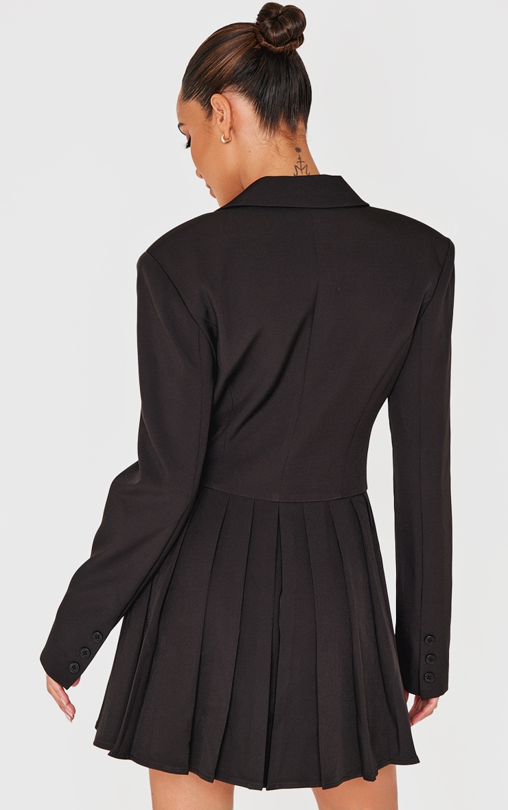 Black Pleated Blazer Mini Dress image 2