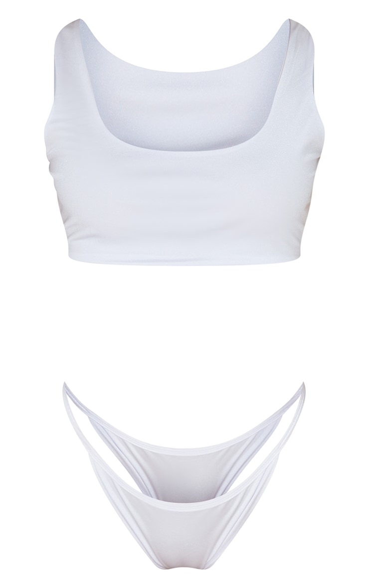 PRETTYLITTLETHING White Scoop Neck Bikini Set image 1