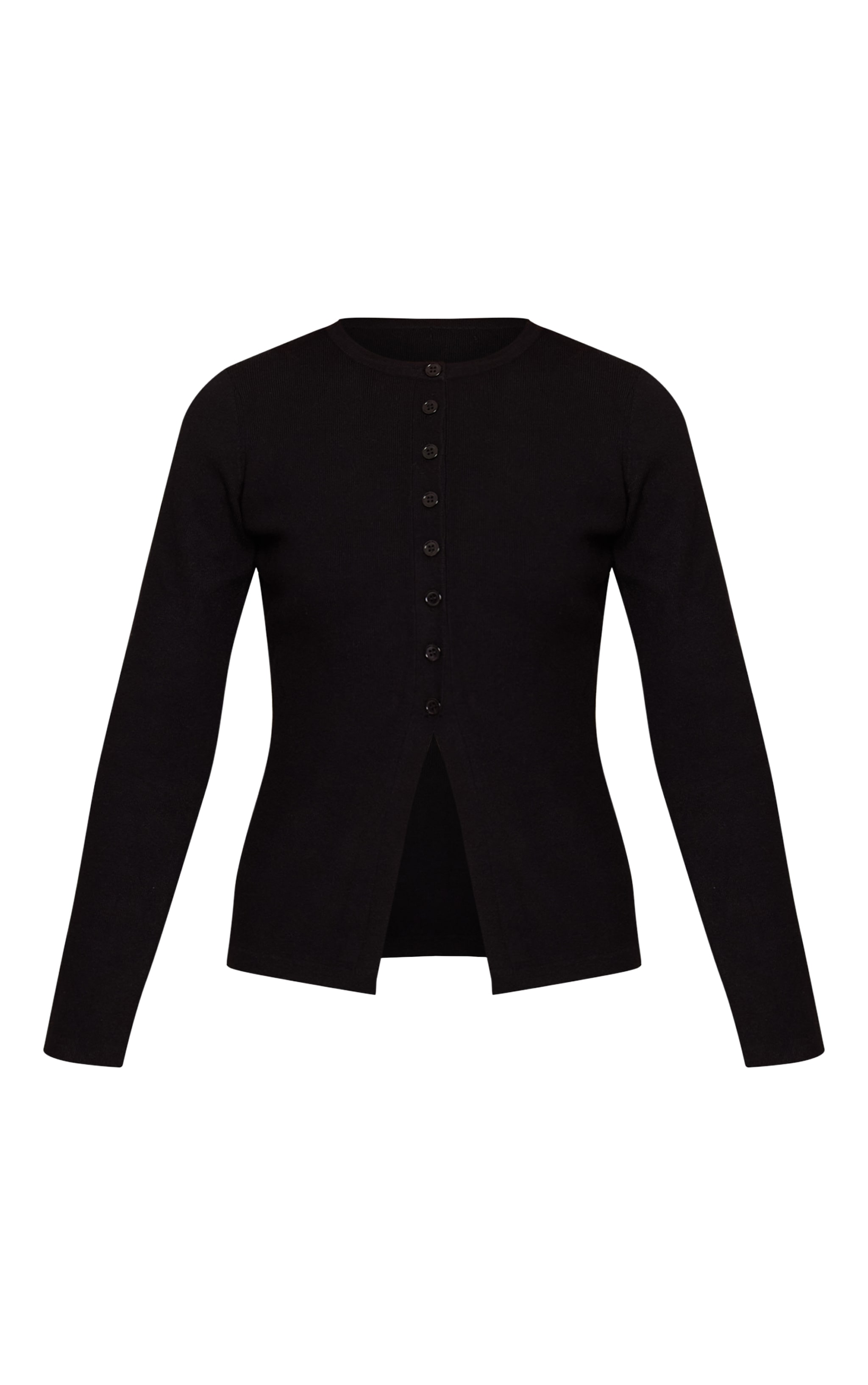 Black Rib Knitted Button Down Cardigan  image 5