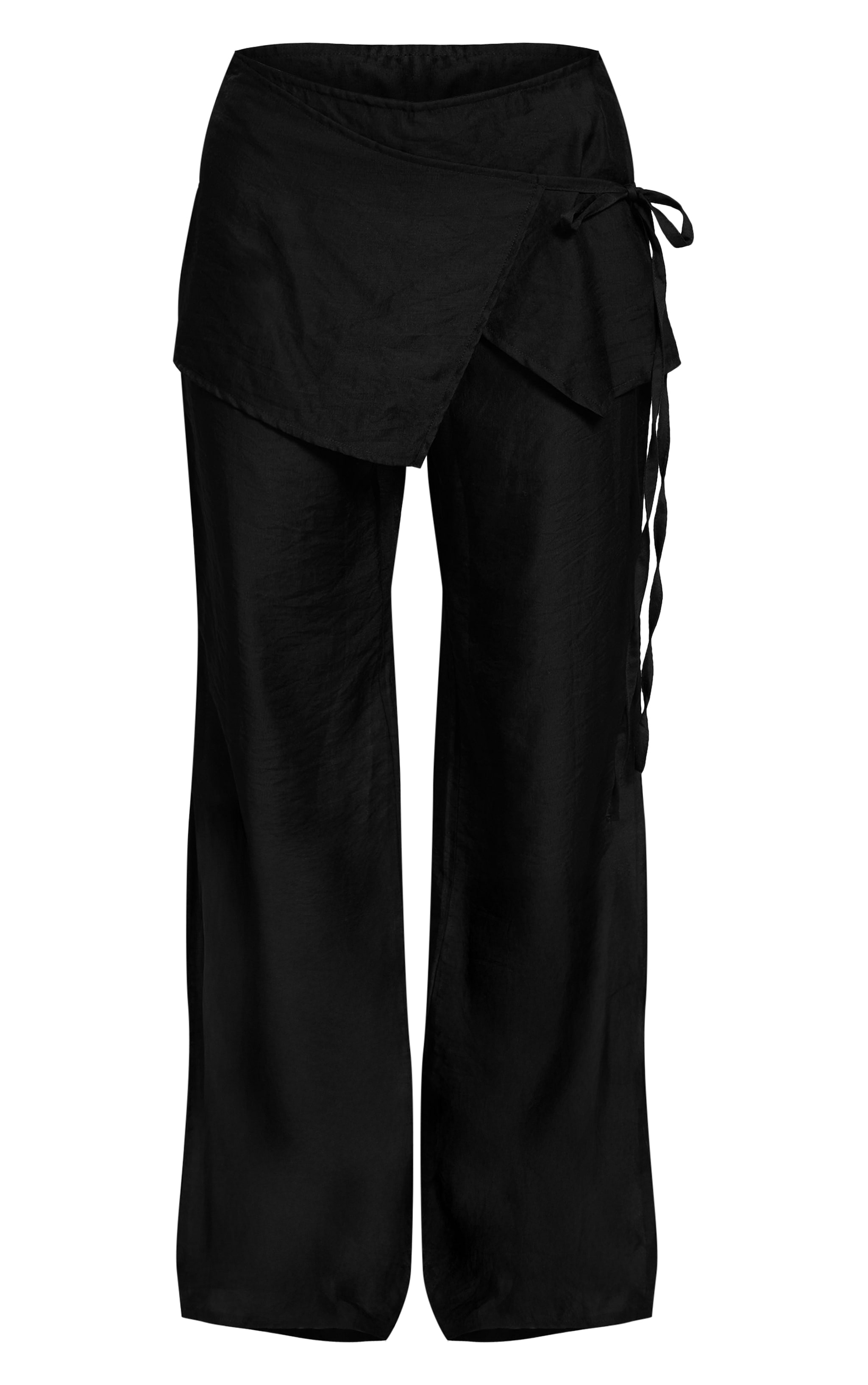 Navy Sheer Organza Tie Detail Straight Leg Pants image 5