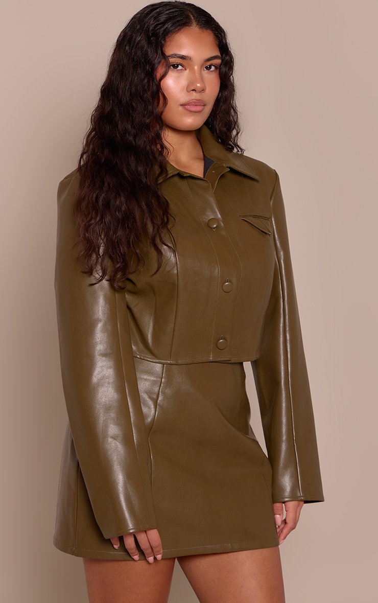 Shape Green Mid Rise Faux Leather Mini Skirt image 4