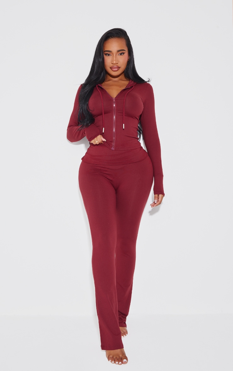 Shape Burgundy Sculpted Zip Through Hoodie image 3