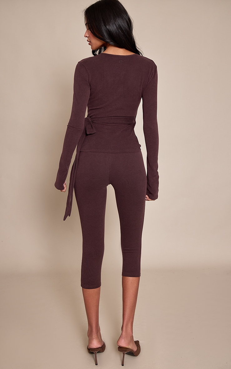 Tall PLT Legging capri en coton doux chocolat image 3