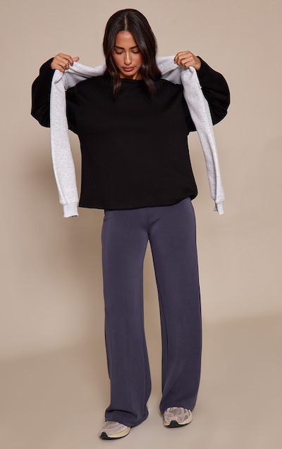 Petite Navy Modal Elasticated Waist Wide Leg Pants