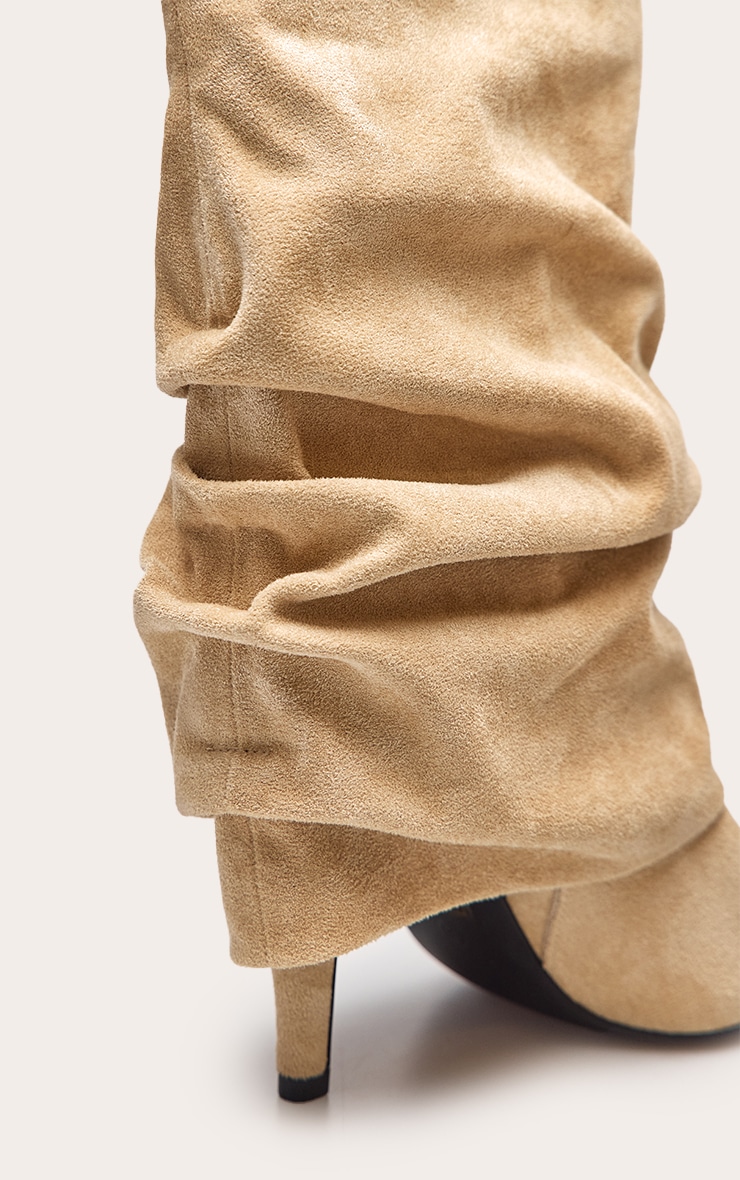 Stone Faux Suede Ruched Fold Over Ankle Boots image 5