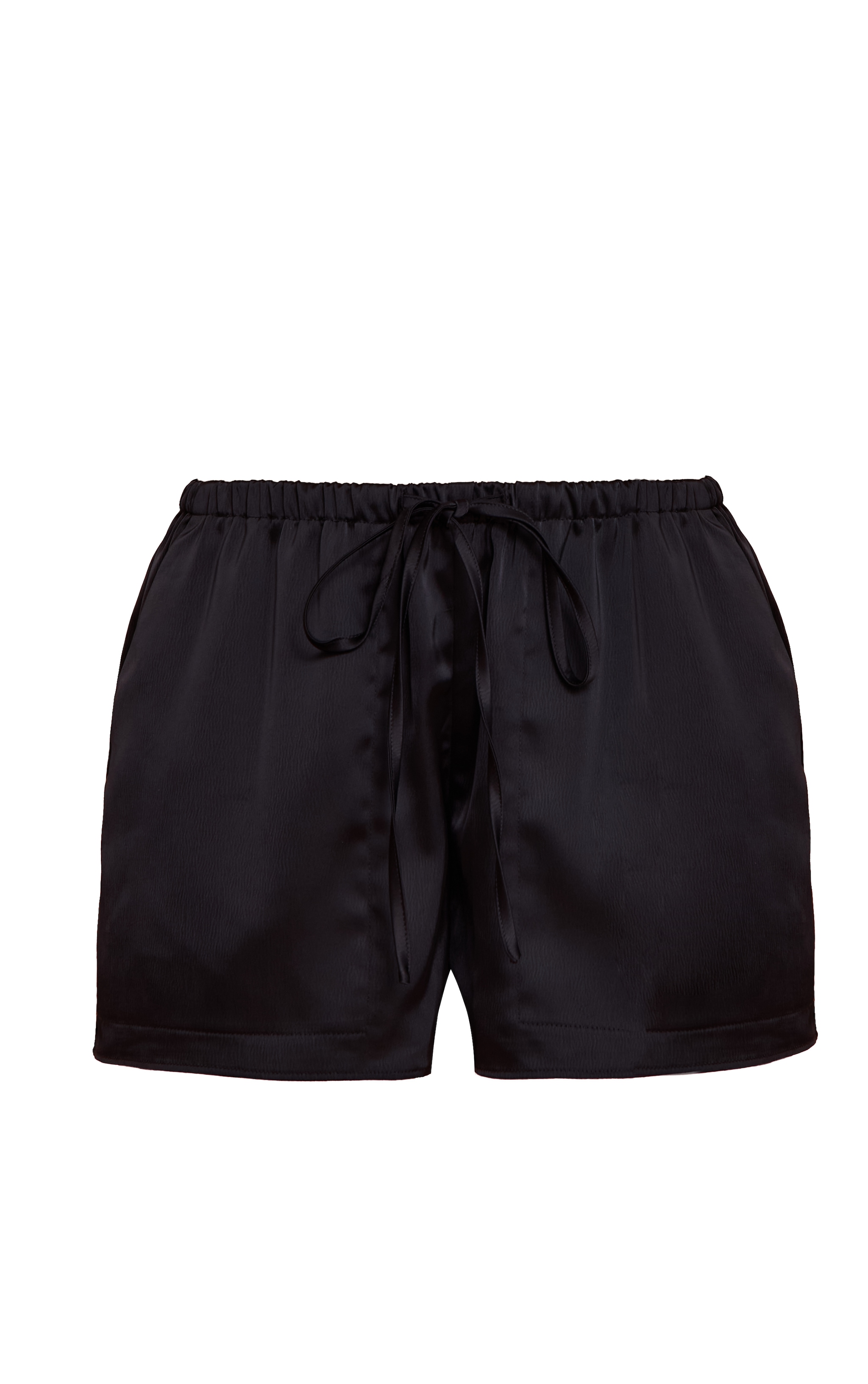 Black Satin Drawstring Shorts image 6