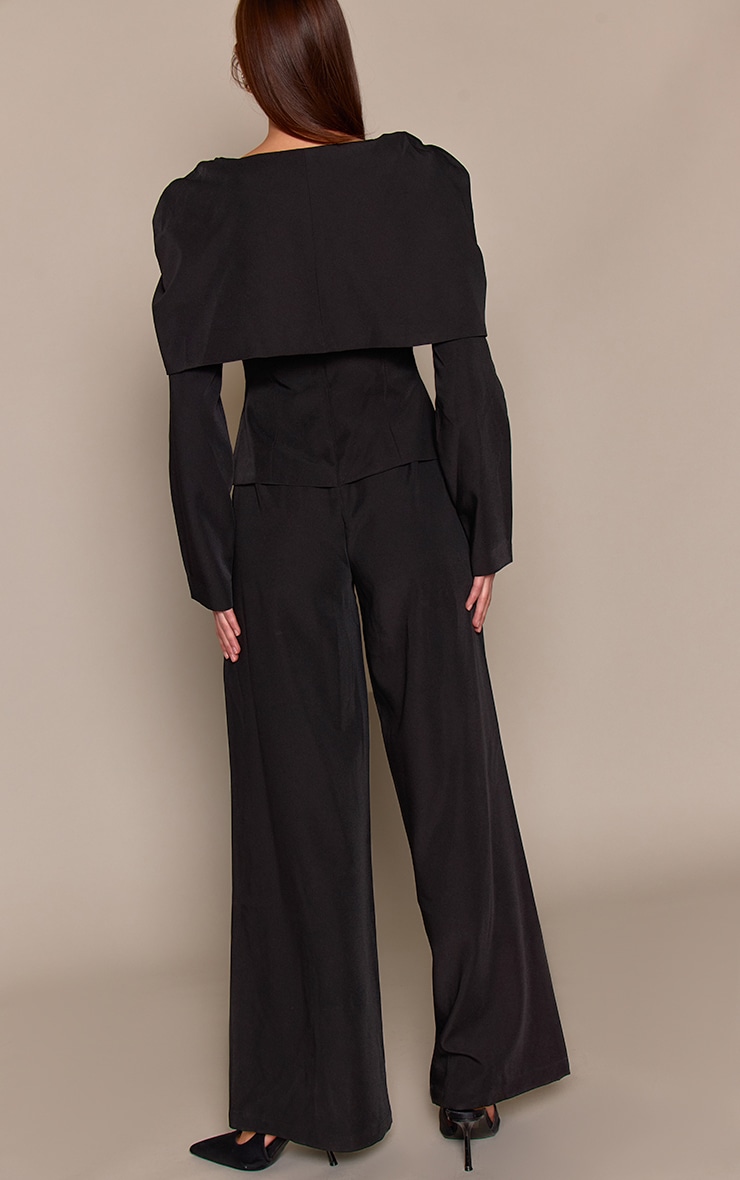 Black Tailored Woven Button Down Long Sleeve Jumpsuit image 2