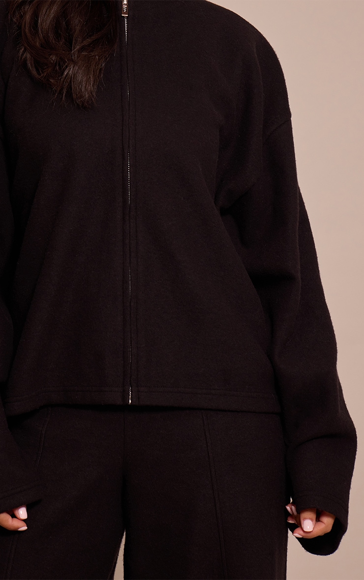 Petite Black Soft Touch Zip Through Sweatshirt image 4
