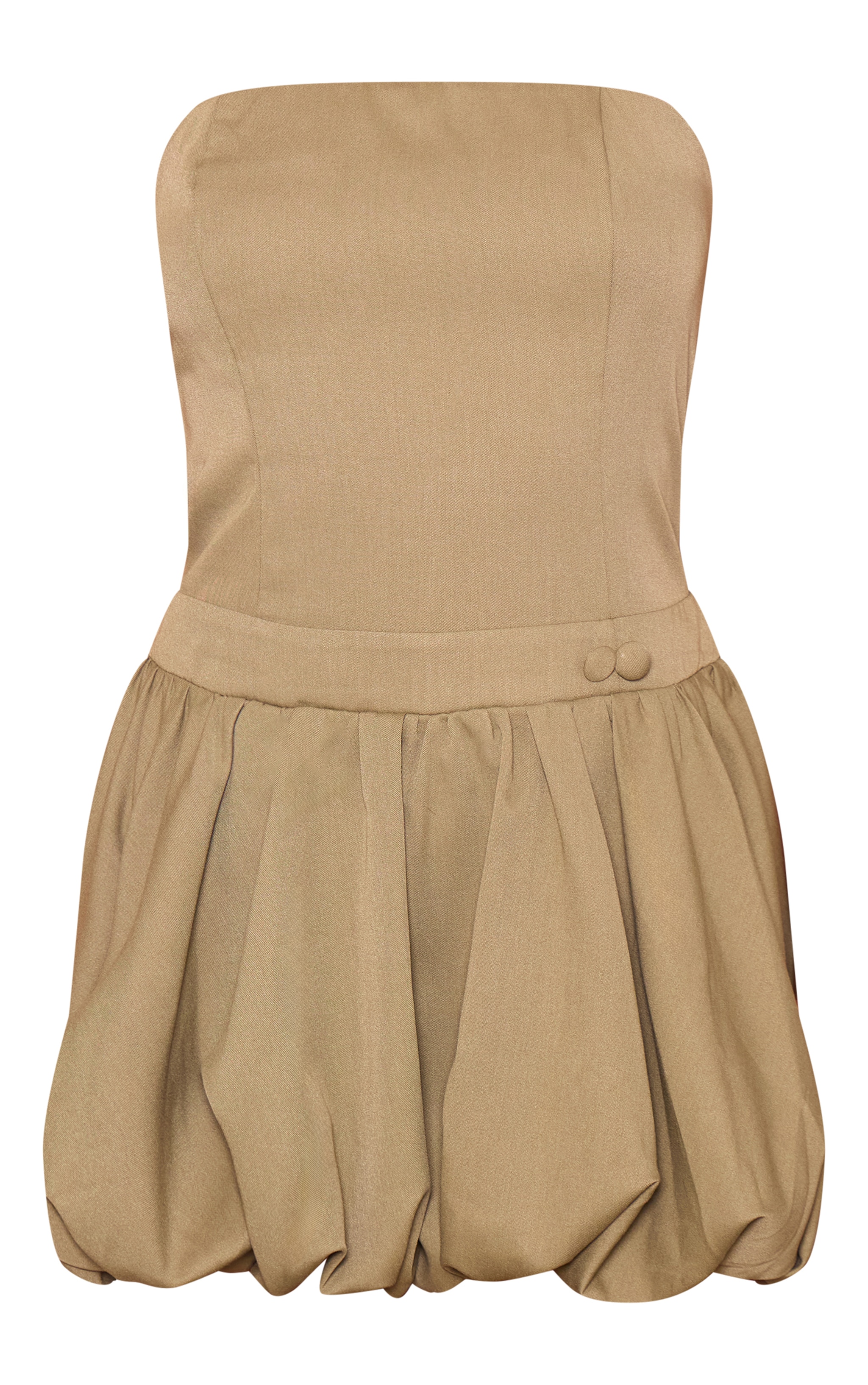 Khaki Bandeau Boned Puffball Mini Dress image 5