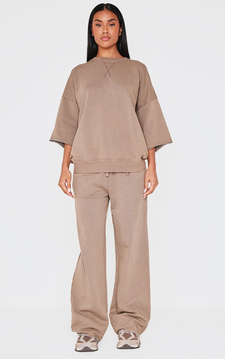 Brown Vintage Wash Oversized Short Sleeve Sweatshirt image 3
