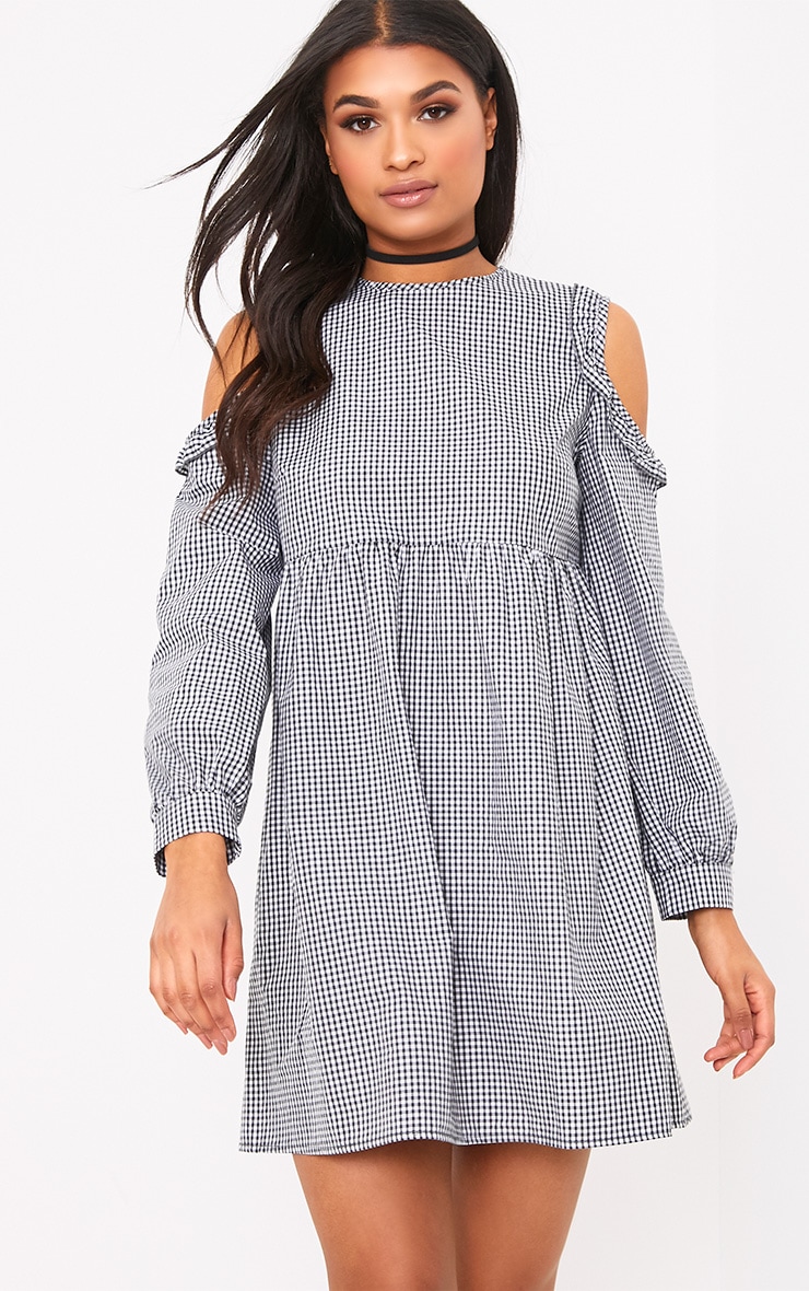 pretty little thing black smock dress