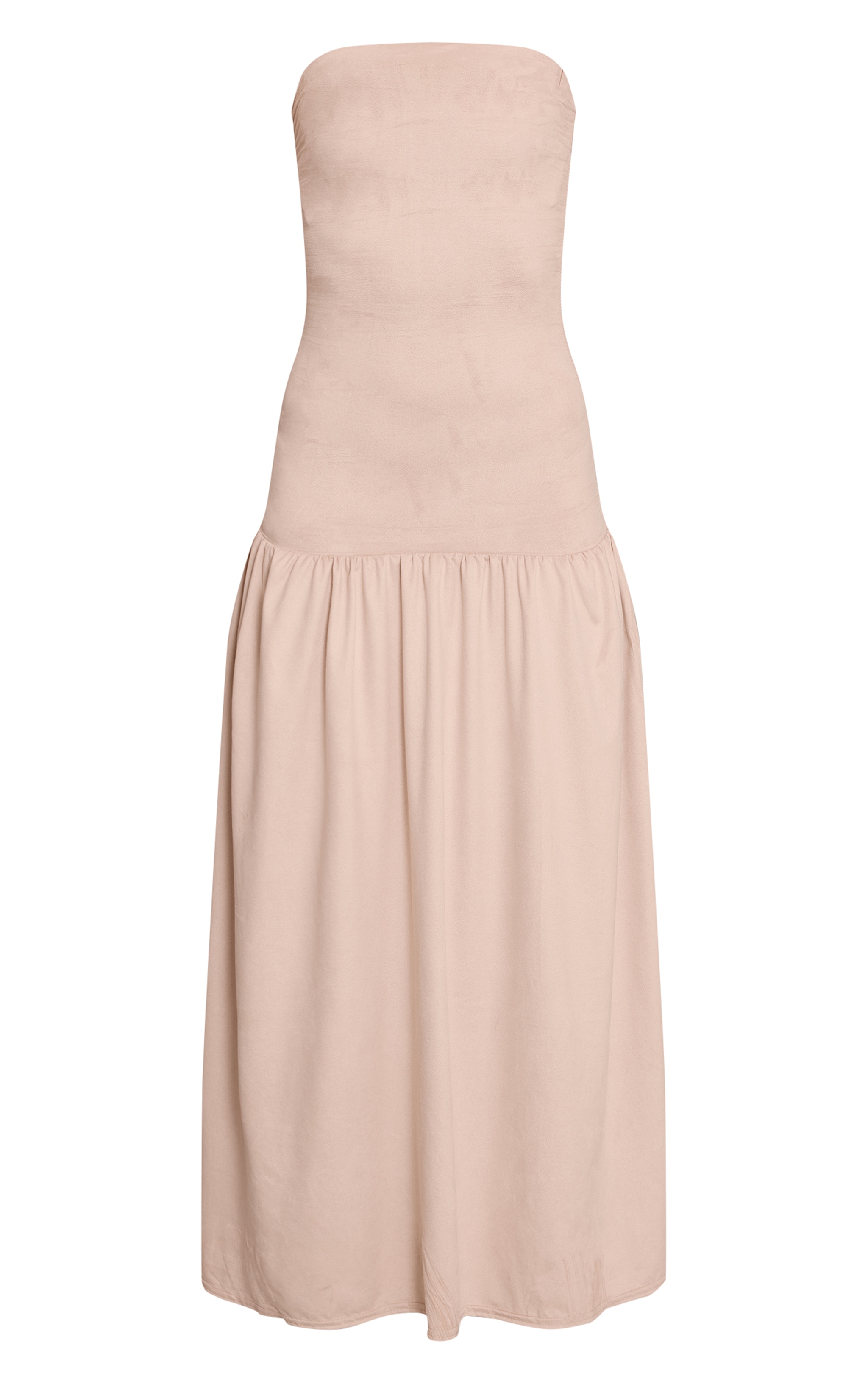 Taupe Faux Suede Bandeau Dropped Waist Maxi Dress image 5