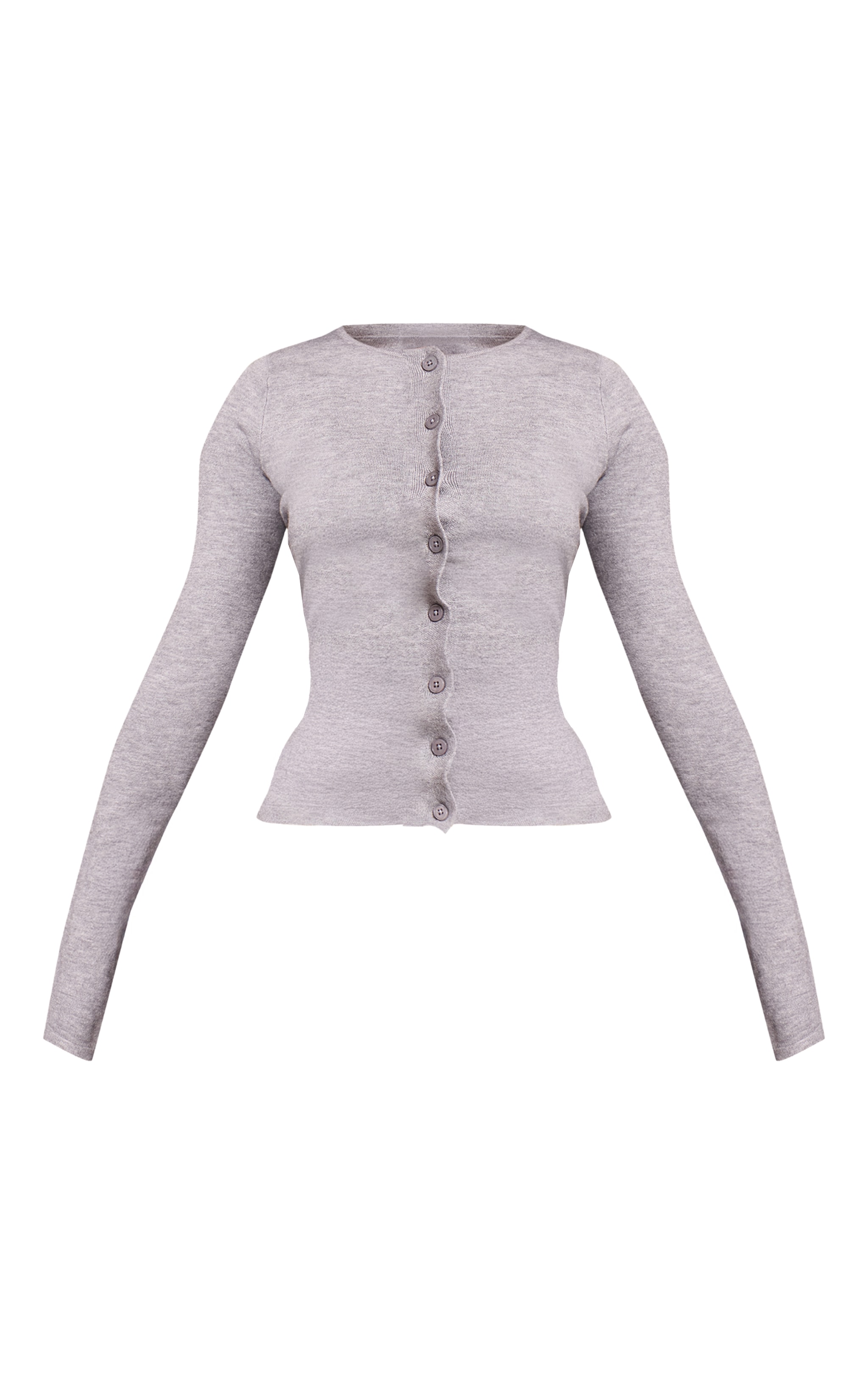 Petite Grey Marl Button Through Fine Knit Cardigan image 5