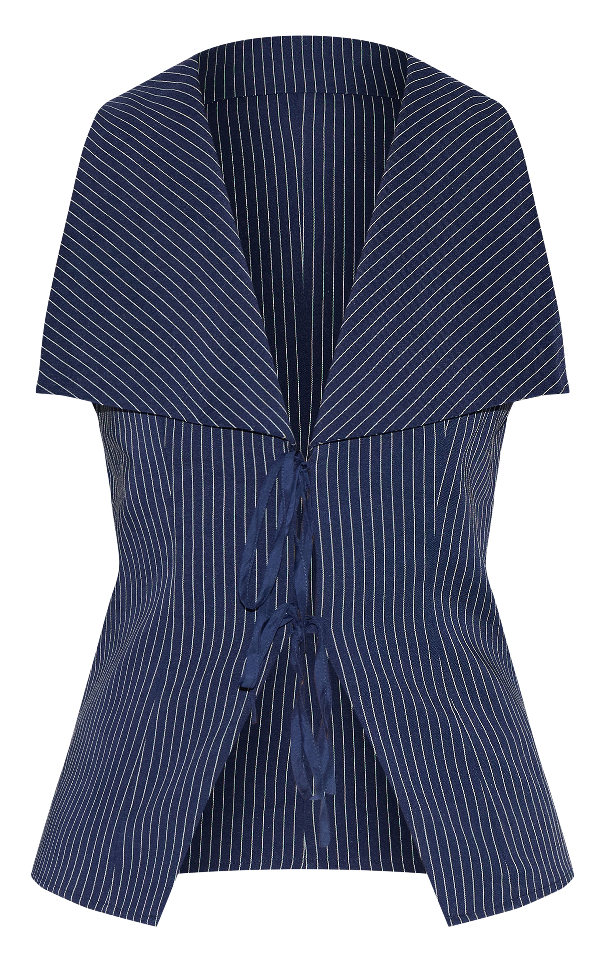 Indigo Blue Striped Cotton Waistcoat | Tops | PLT