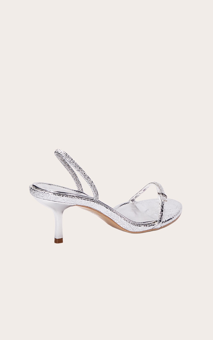 Sandales rondes talon argentées à boucle et bride derrière image 3