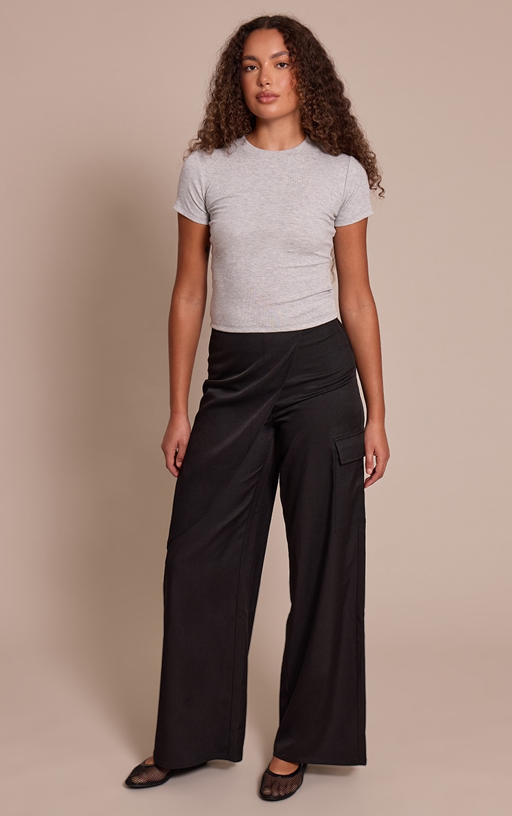 Tall Black Woven Wrap Detail Cargos