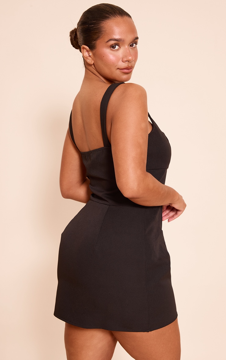Shape black square neck tailored mini dress image 2