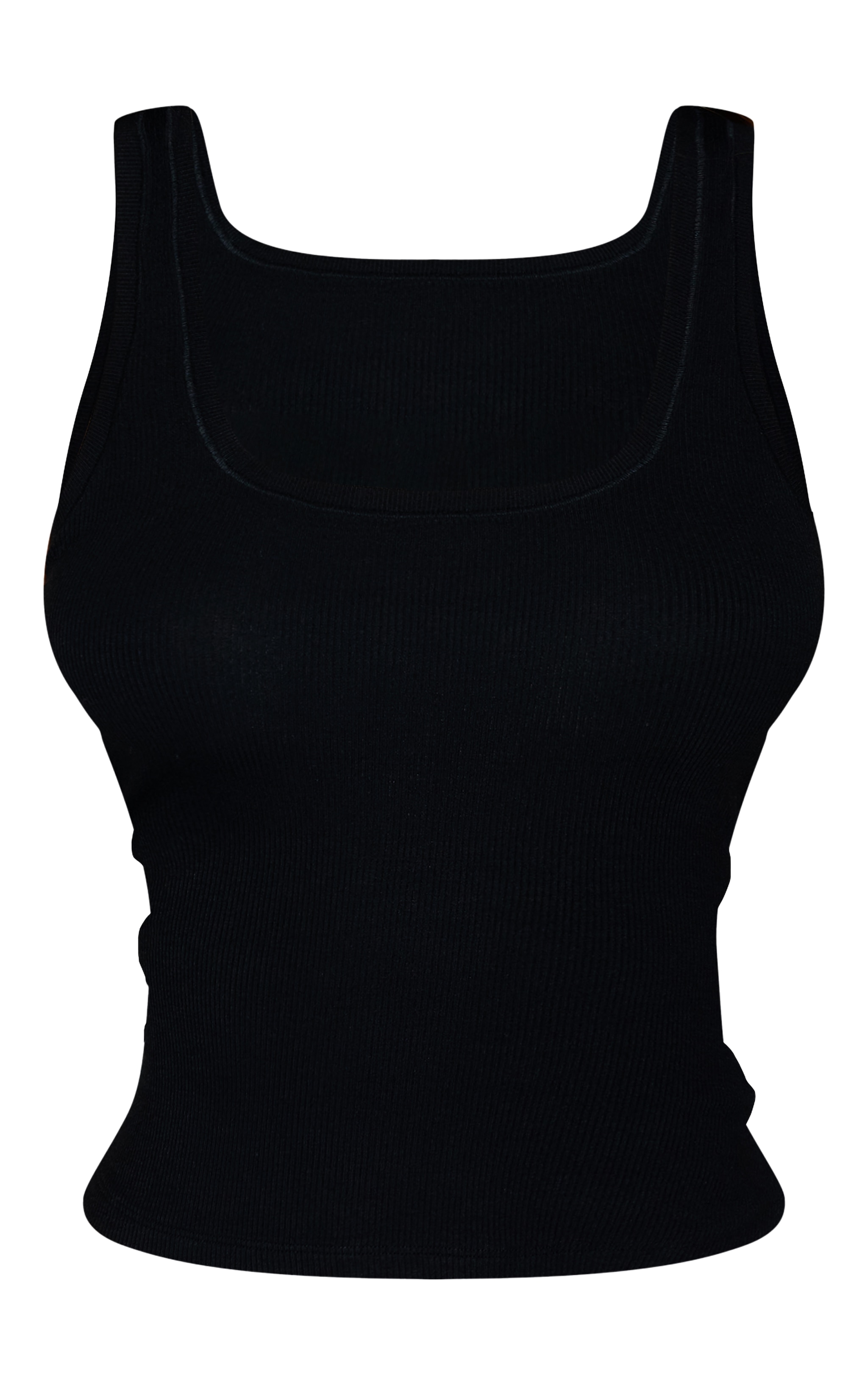 Black Soft Rib Scoop Neck Vest Top image 5