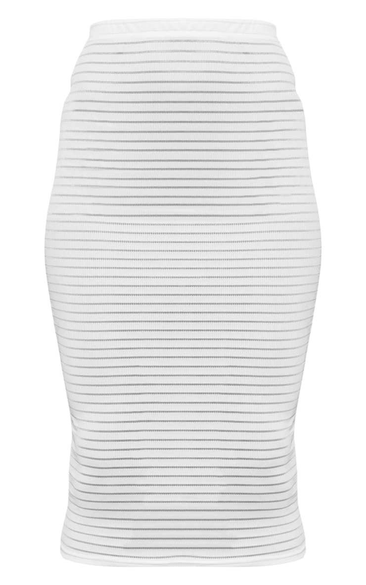 White Sheer Stripe Midi Skirt image 1