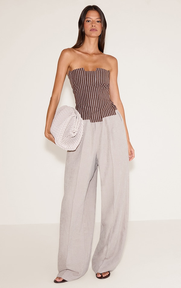 Mushroom Peachskin Wide Leg Pants