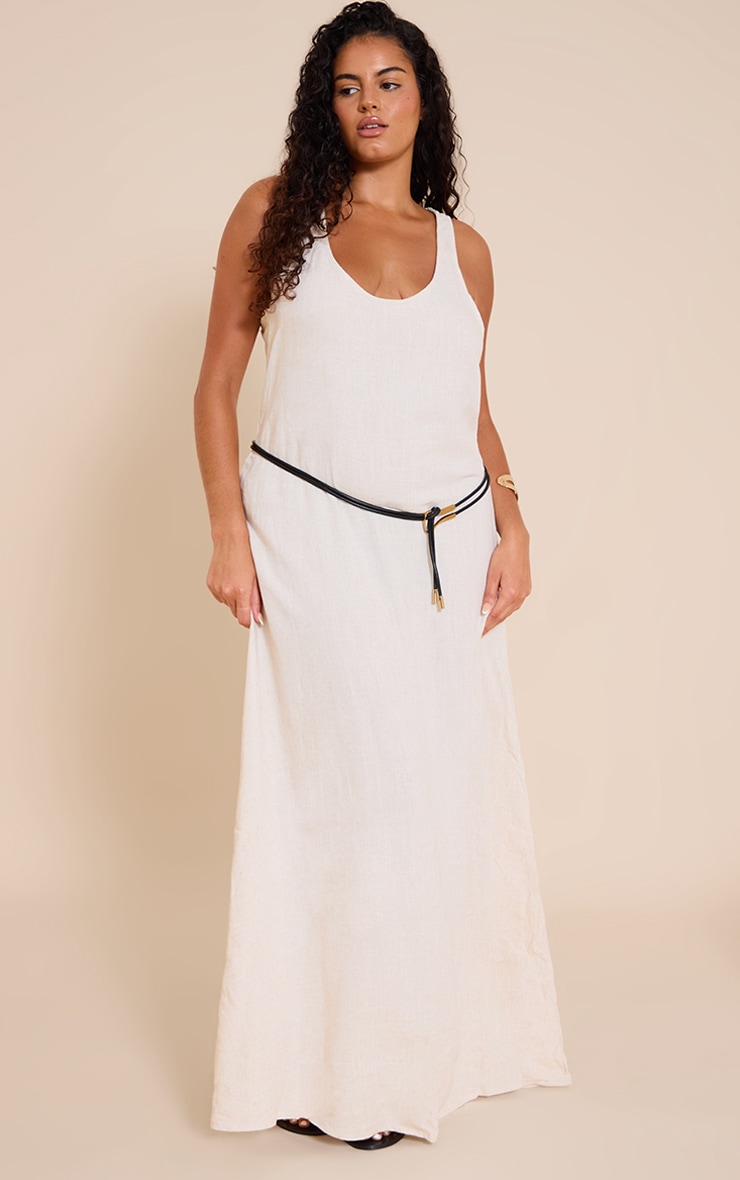 Plus Natural Textured Scoop Neck Maxi Dress image 1