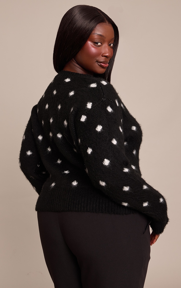 Plus Polka Dot Brushed Knit Cardigan image 2