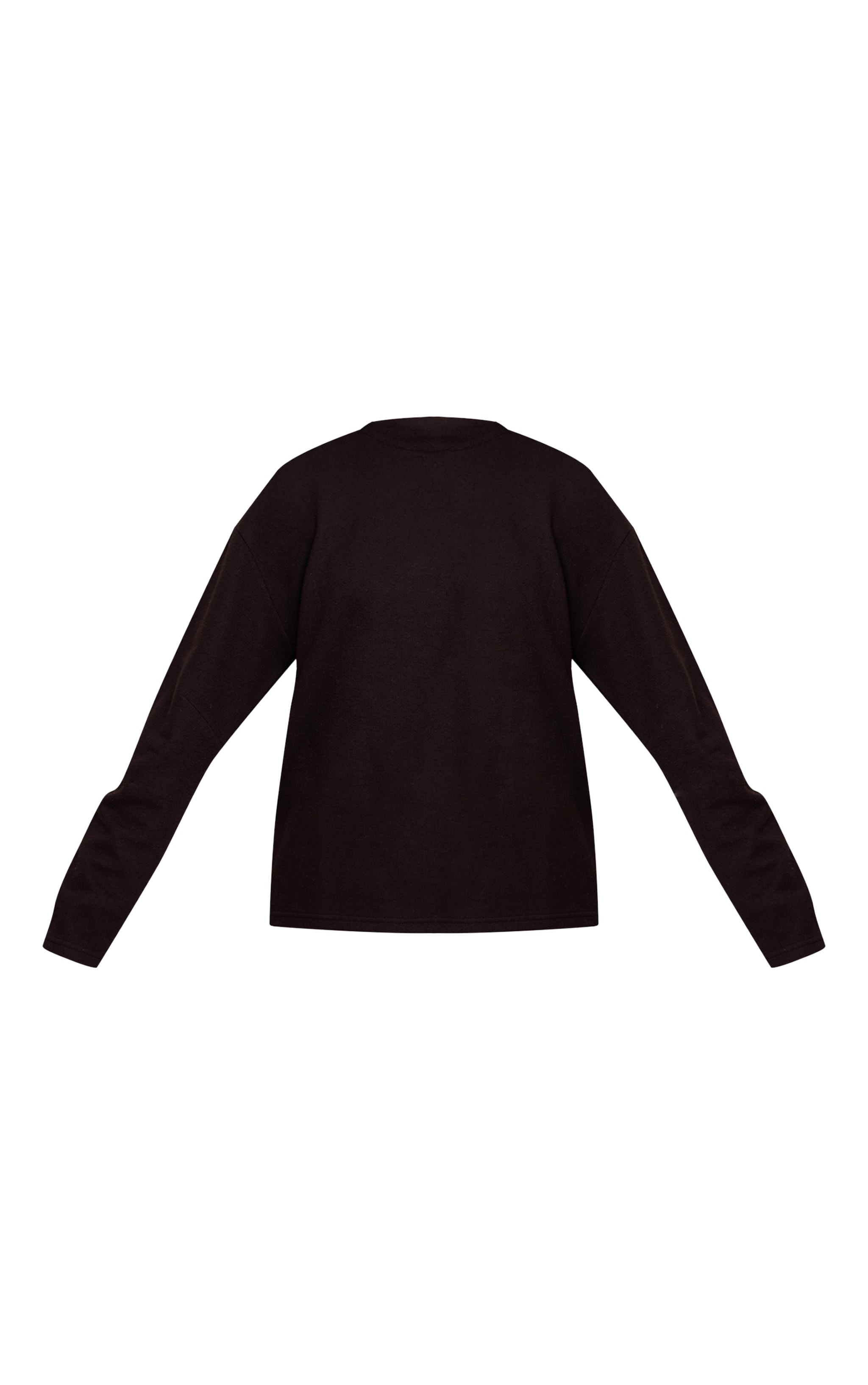 Sweat brossé côtelé noir à manches longues image 5