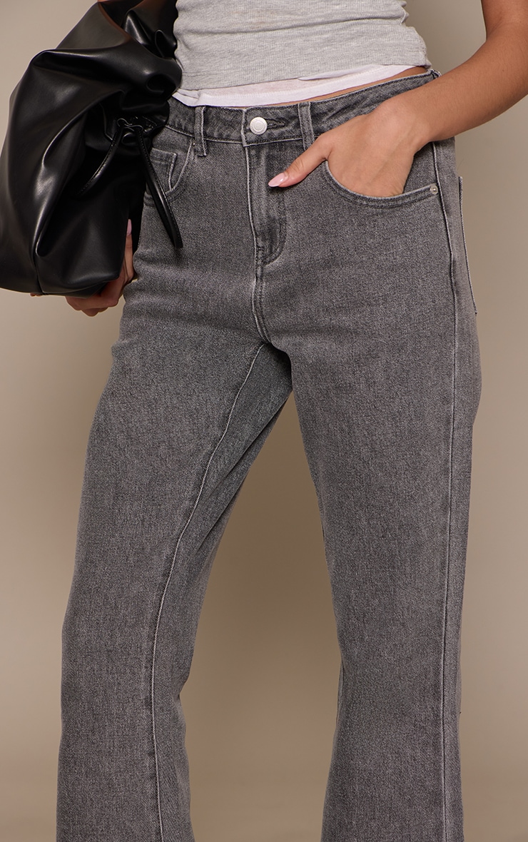 Washed Grey Low Rise Stretch Flared Jeans image 4
