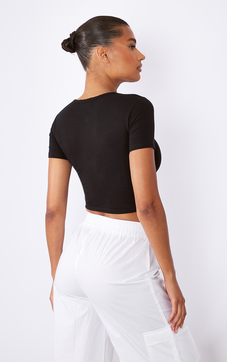 PRETTYLITTLETHING Black Embroidered Short Sleeve T-shirt image 2