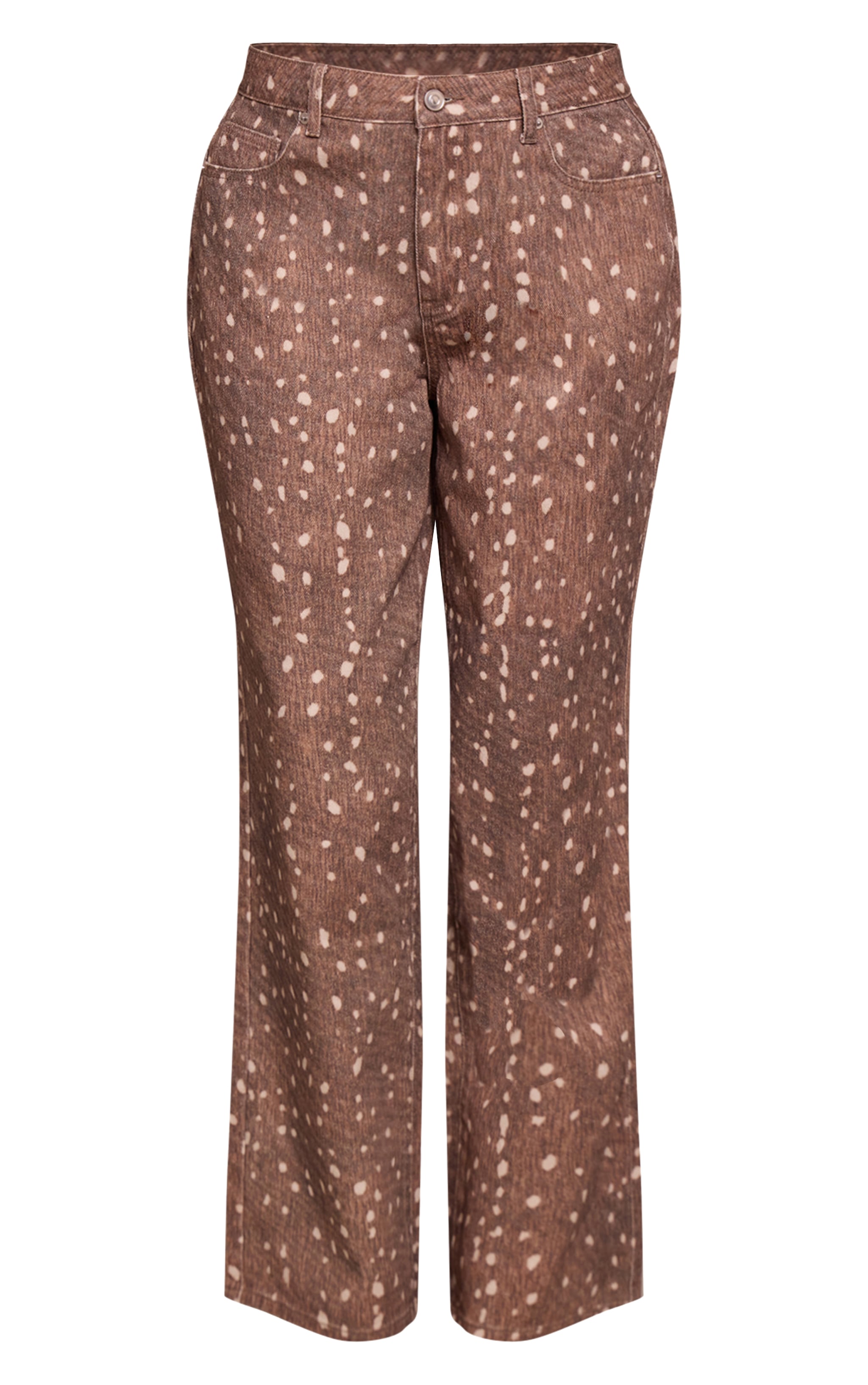 Shape Brown Fawn Print Denim Wide Leg Jeans image 5