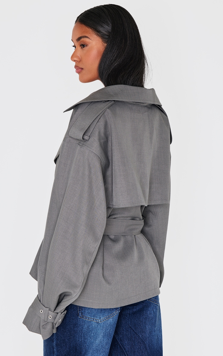 Grey Classic Grazer Length Trench Coat image 2