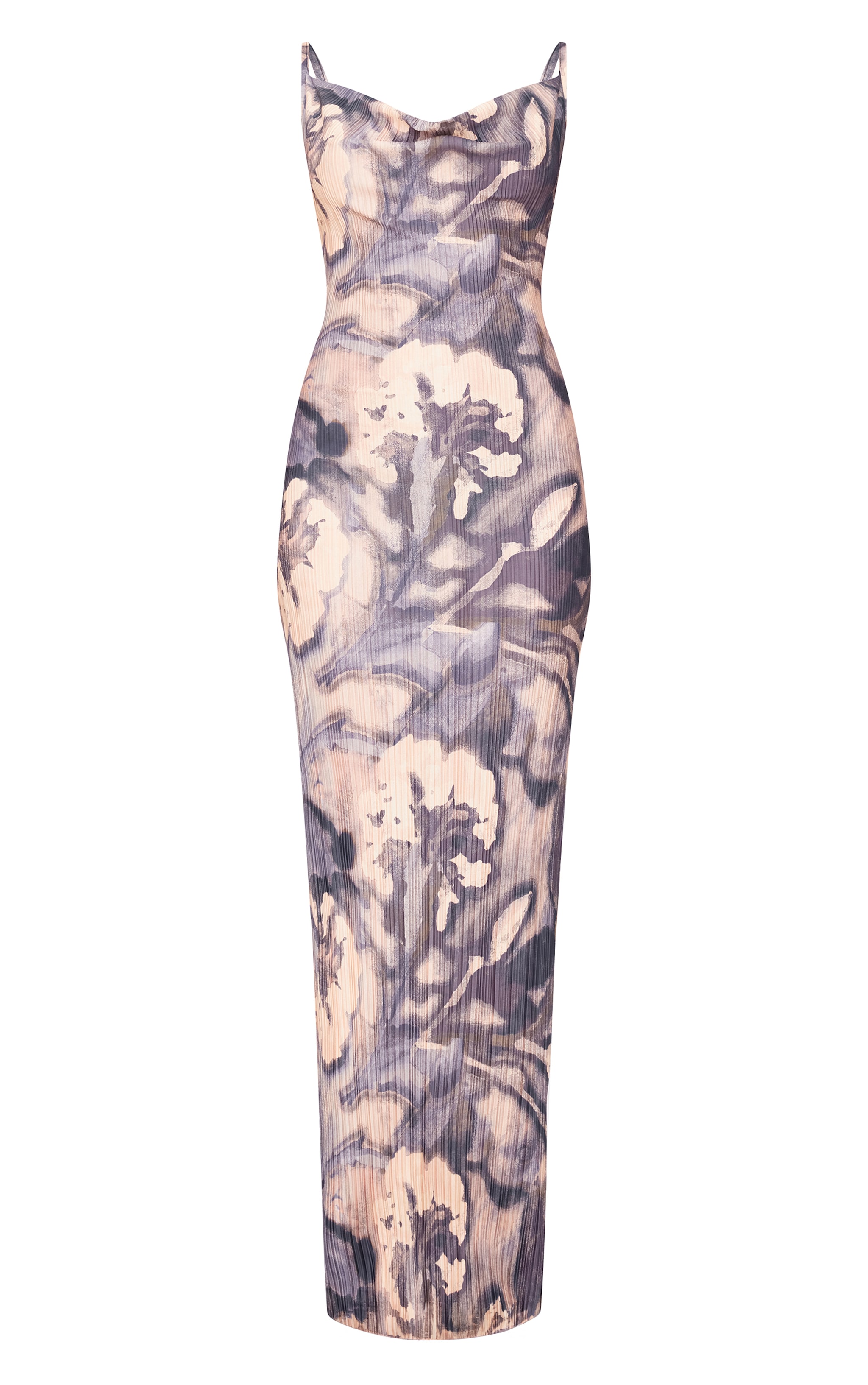 Blue Floral Printed Plisse Strappy Maxi Dress image 5