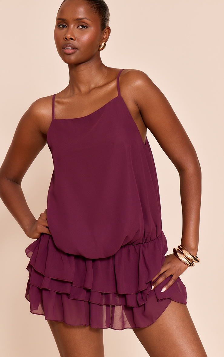 Purple Chiffon Frill Detail Romper image 4