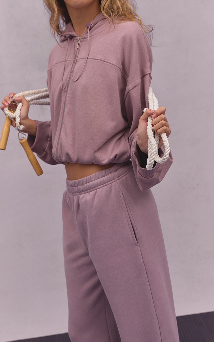 Mauve Cotton Fleece Straight Leg Sweatpants image 2