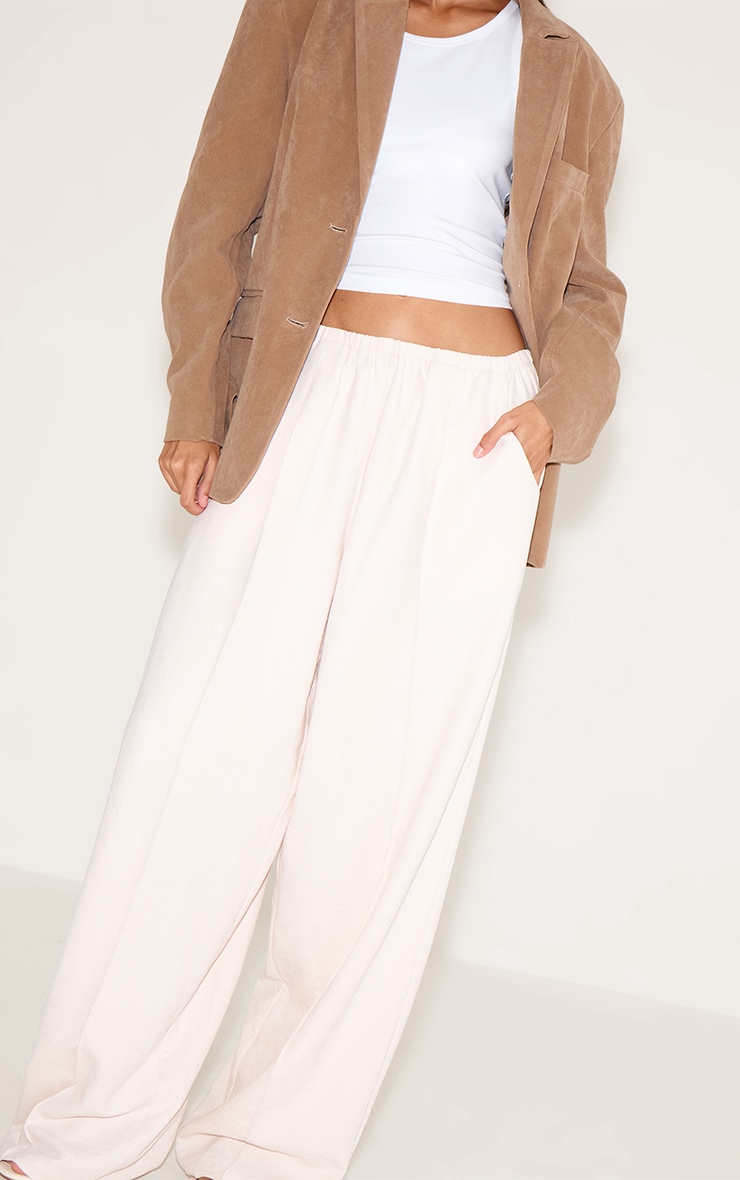 Beige Peachskin Wide Leg Pants image 4