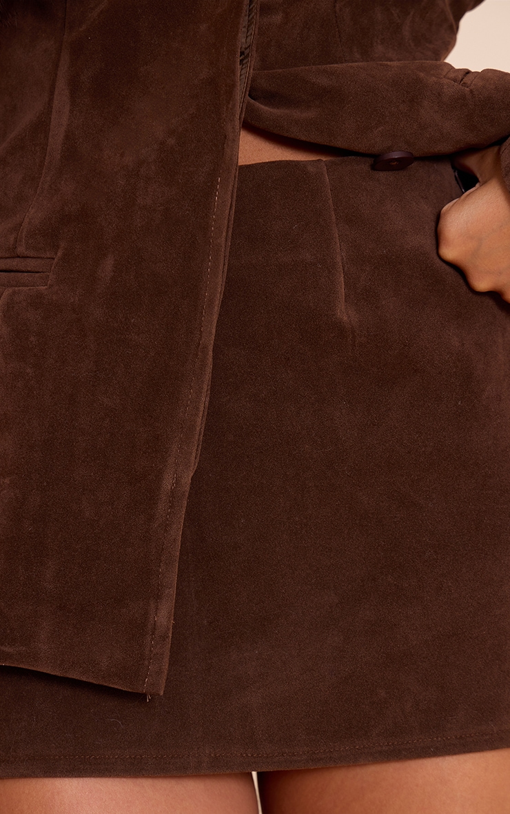 Dark Brown Suede Mini Skirt image 5