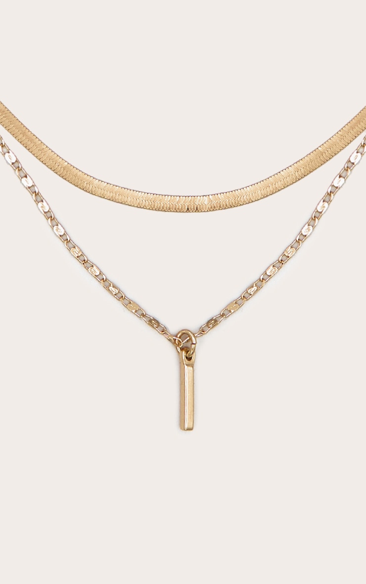 Gold Pendant Layered Snake Chain Necklace image 3