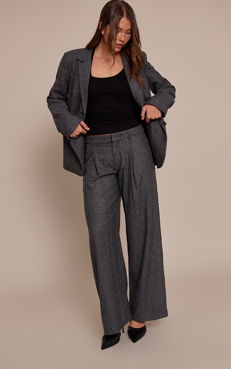 Pantalon de tailleur brossé gris anthracite à pieds de poule image 2